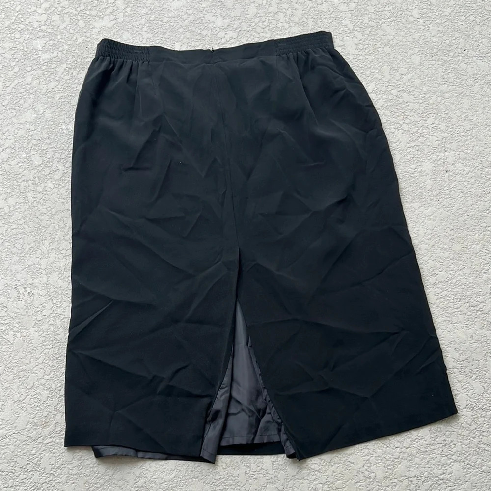 Josephine Chaus 100% Silk Black Knee-Length Pencil Skirt with Slit 22W - Picture 4 of 5
